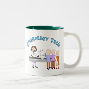 Pharmacy Tech Gifts Stick People Design Tweekleurige Koffiemok