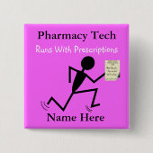 Pharmacy Tech Nom Pins Badge rose (Devant)