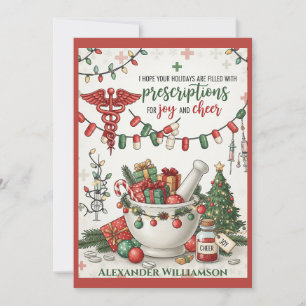 Pharmacy Tech & Nurse Christmas Kaart Joy