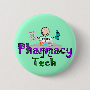 Pharmacy Tech Stick People Design Gifts Ronde Button 5,7 Cm