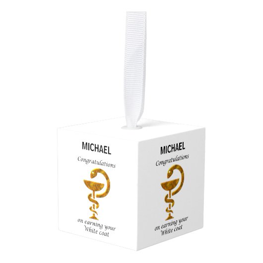 Pharmacy White Coat Ceremony Gefeliciteerd Kubus Ornament (Voorkant hoekig)