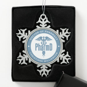 PharmD Doctor in de Afstuderen Tin Sneeuwvlok Ornament