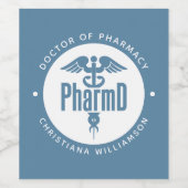 PharmD Doctor in de Afstuderen Wijn Etiket (Enkel label)