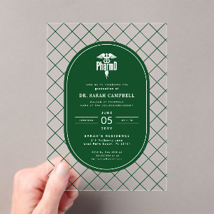 PharmD Doctor of Pharmacy Afstuderen Check Pattern Acryl Uitnodigingen