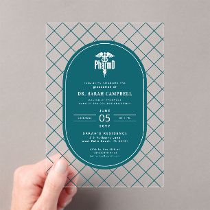 PharmD Doctor of Pharmacy Afstuderen Check Pattern Acryl Uitnodigingen