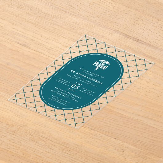 PharmD Doctor of Pharmacy Afstuderen Check Pattern Acryl Uitnodigingen (Laagn)