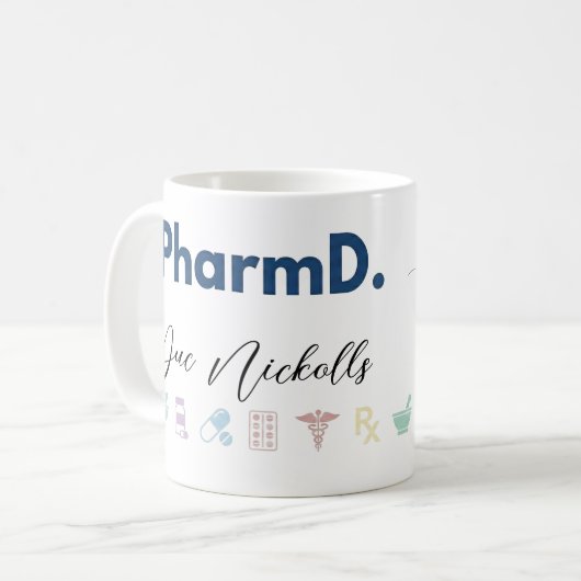 PharmD Personalized Mug | Minimal Modern Pharmacis (Devant gauche)