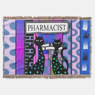 PharmD Woven Blanket Cats Abstract Deken