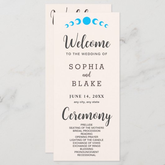 Phases de la Lune bleue Programme de mariage de co (Devant / Derrière)