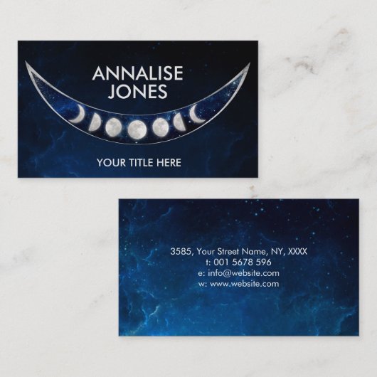 Phases de la lune - carte de visite nébuleuse (Devant / Derrière)