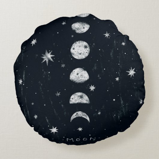 Phases de la lune Coussin rond (Dos)