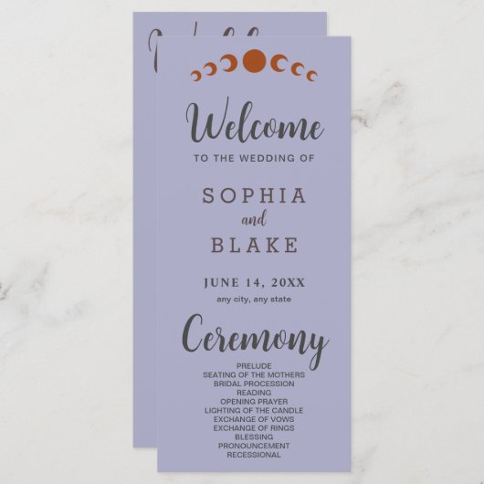 Phases de la lune de bronze Programme de mariage d (Devant / Derrière)