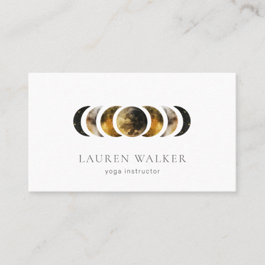 Phases de la Lune dorée foncée Yoga Studio Carte d (Devant)