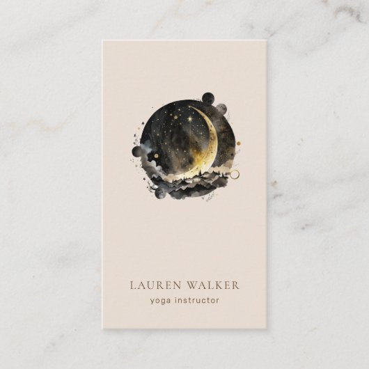 Phases de la Lune dorée foncée Yoga Studio Carte d (Devant)