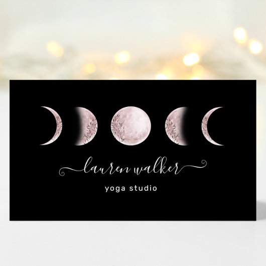 Phases de la lune rose pâle Yoga Studio Carte de v