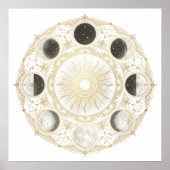 Phases de la Lune Soleil Mandala Impression d'Art (Devant)
