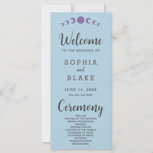 Phases de la lune violette Programme de mariage bl (Devant)