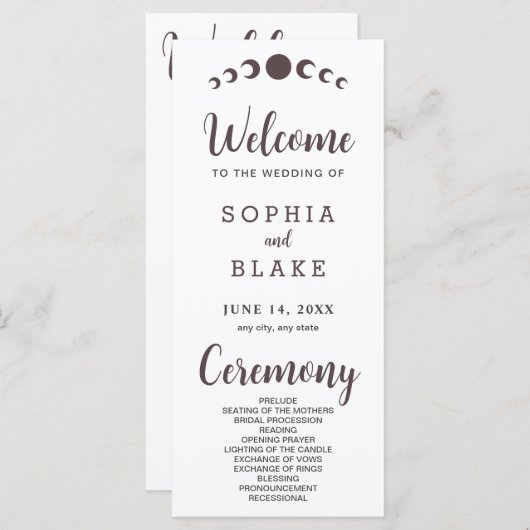 Phases de Lune Brown foncée Programme de mariage b (Devant / Derrière)