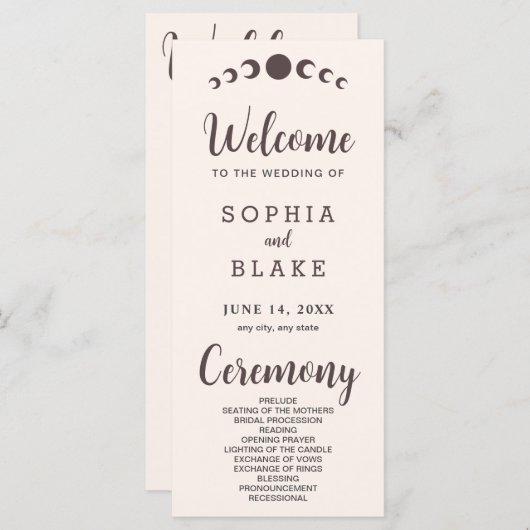 Phases de lune Brown foncée Programme de mariage d (Devant / Derrière)