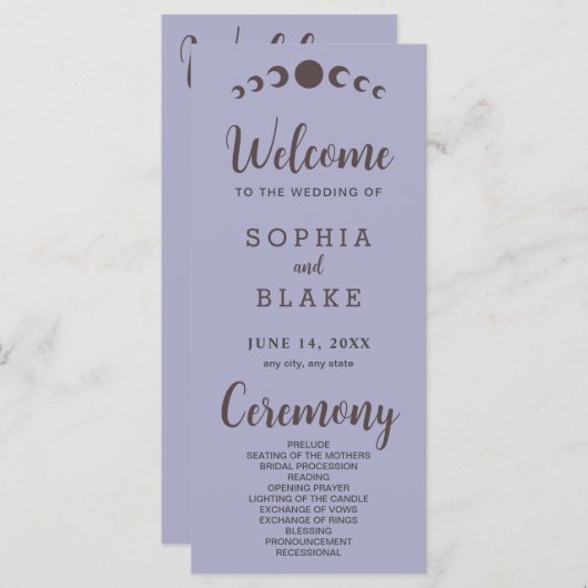 Phases de Lune Brown foncée Programme de mariage d (Devant / Derrière)