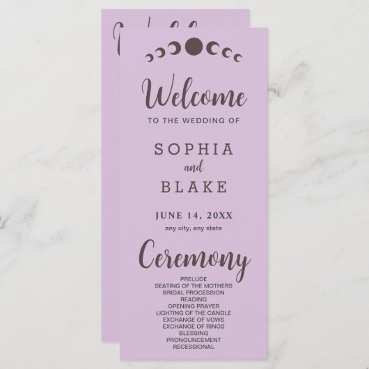 Phases de lune Brown foncée Programme de mariage v (Devant / Derrière)