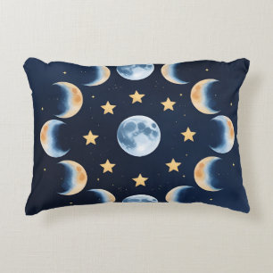 Phases de Lune & Étoiles Coussin d'Accent Célest
