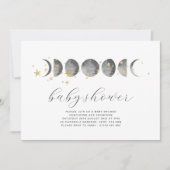 Phases de lune Gold Stars Baby shower Invitation (Devant)
