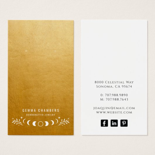 Phases de lune Or oreille bijouterie Cartes d'affi (Devant & derrière)