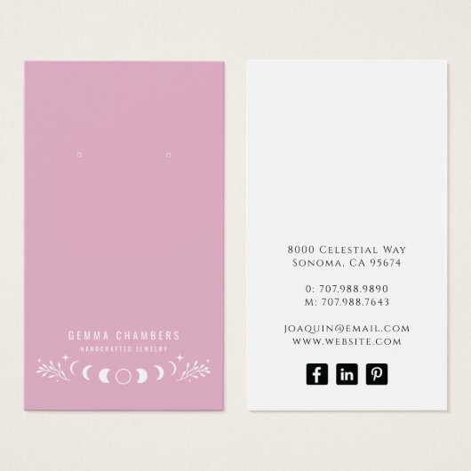 Phases de lune Porte rose Bijoux Cartes d'affichag (Devant & derrière)