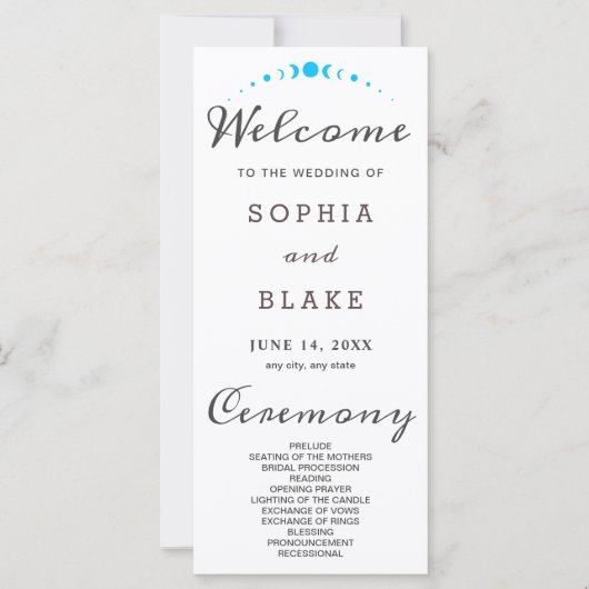 Phases de Lune Turquoise Programme de mariage Blan (Devant)