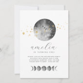 Phases Lune Gold Stars Anniversaire Invitation (Devant)