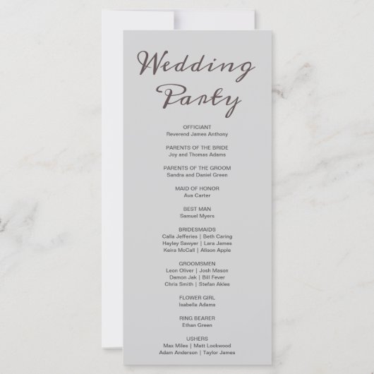 Phases Lune Grise Programme de mariage gris clair (Dos)