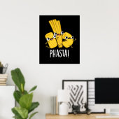 Phasta Funny Fast Pasta Pun Dark BG Poster (Thuiskantoor)
