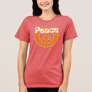 Phat Oranje Aqua White Retro 60's Peace Tri-Blend Shirt