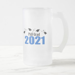 PhD Afstudeerder 2021 Petten en diploma's (blauw) Matglas Bierpul