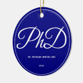 PhD Afstuderen Blue Name Year Ceramic Ornament (Links)