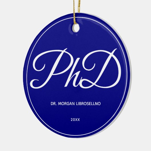 PhD Afstuderen Blue Name Year Ceramic Ornament (Links)