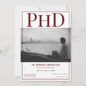 PhD Afstuderen Foto Burgundy Graduation Party Kaart (Voorkant)