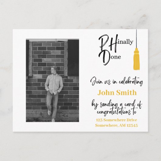 PHD Afstuderen Post Kaart - Kaart Shower - (Voorkant)