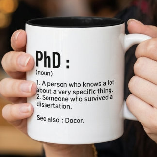 Phd Definition Mug Funny Doctor Graduation Gift  Tweekleurige Koffiemok