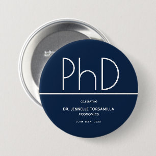 PhD degree Blue Keepsake Graduation Ronde Button 7,6 Cm