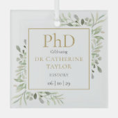 Phd Degree Waterverf Greenery Keepomwille Glas Ornament (Voorkant)
