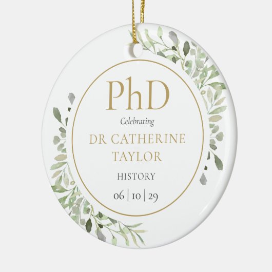 Phd Degree Waterverf Greenery Keepomwille Keramisch Ornament (Links)