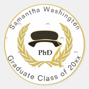 PhD Doctor Afstuderen Beefeater Pattern Gold Borde Ronde Sticker