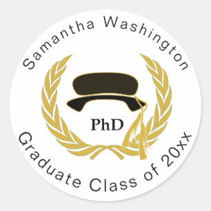 PhD Doctor Afstuderen Beefeater Tam Gold Wreath Ronde Sticker