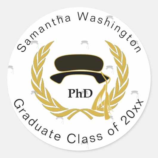 PhD Doctor Afstuderen Beefeater Tam Pattern Ronde Sticker (Voorkant)