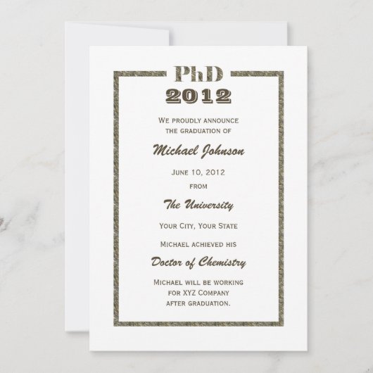 PhD Doctoraal Afstuderen Aankondiging Metallic (Voorkant)