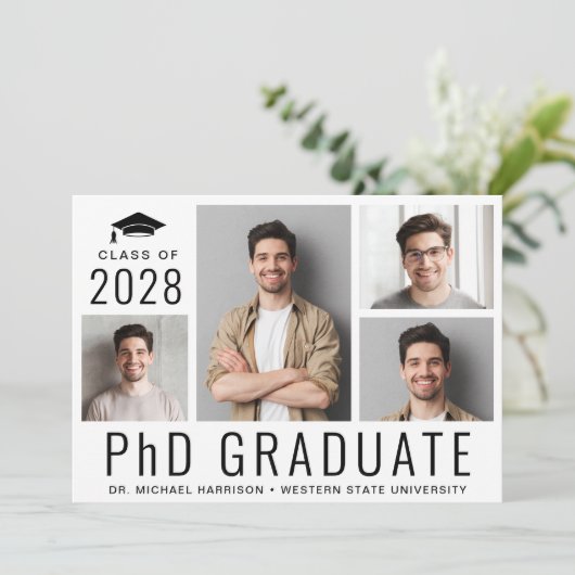 PhD Doctoraat 5 Foto Afstuderen Aankondiging (Staand voorkant)