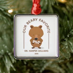 PhD Favoriete Beer Funny Afstuderen Metal Ornament