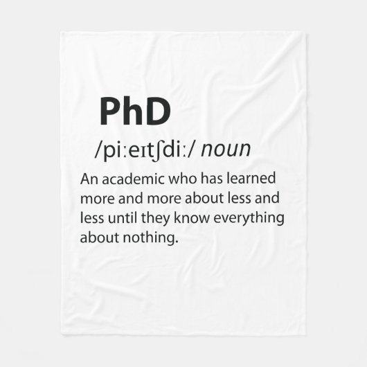 PhD Funny Dictionary Definition Fleece Deken (Voorkant)
